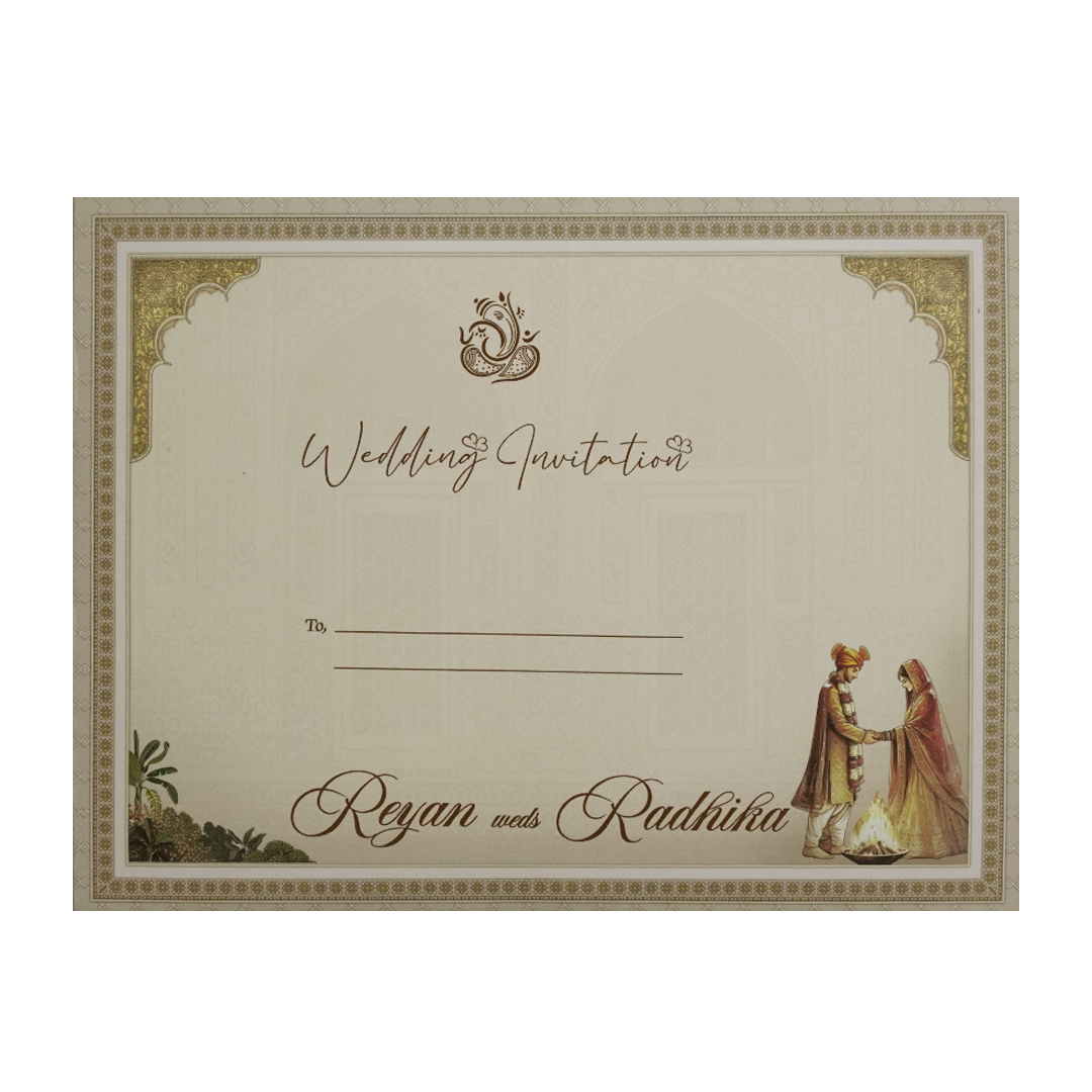 Brown Marriage Ritual Padded Wedding Card - KSH72950