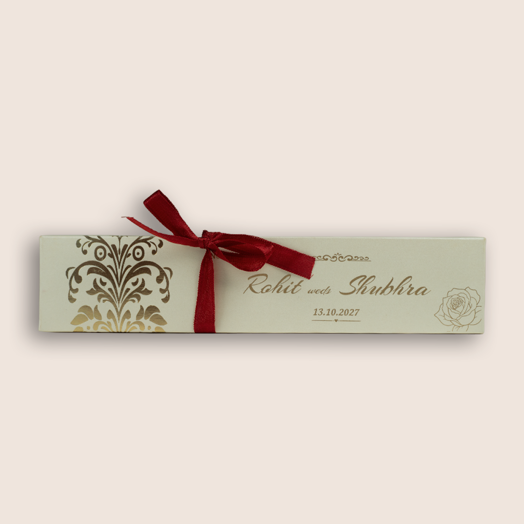White Gold Foil Floral Scroll Card - KJPS2908
