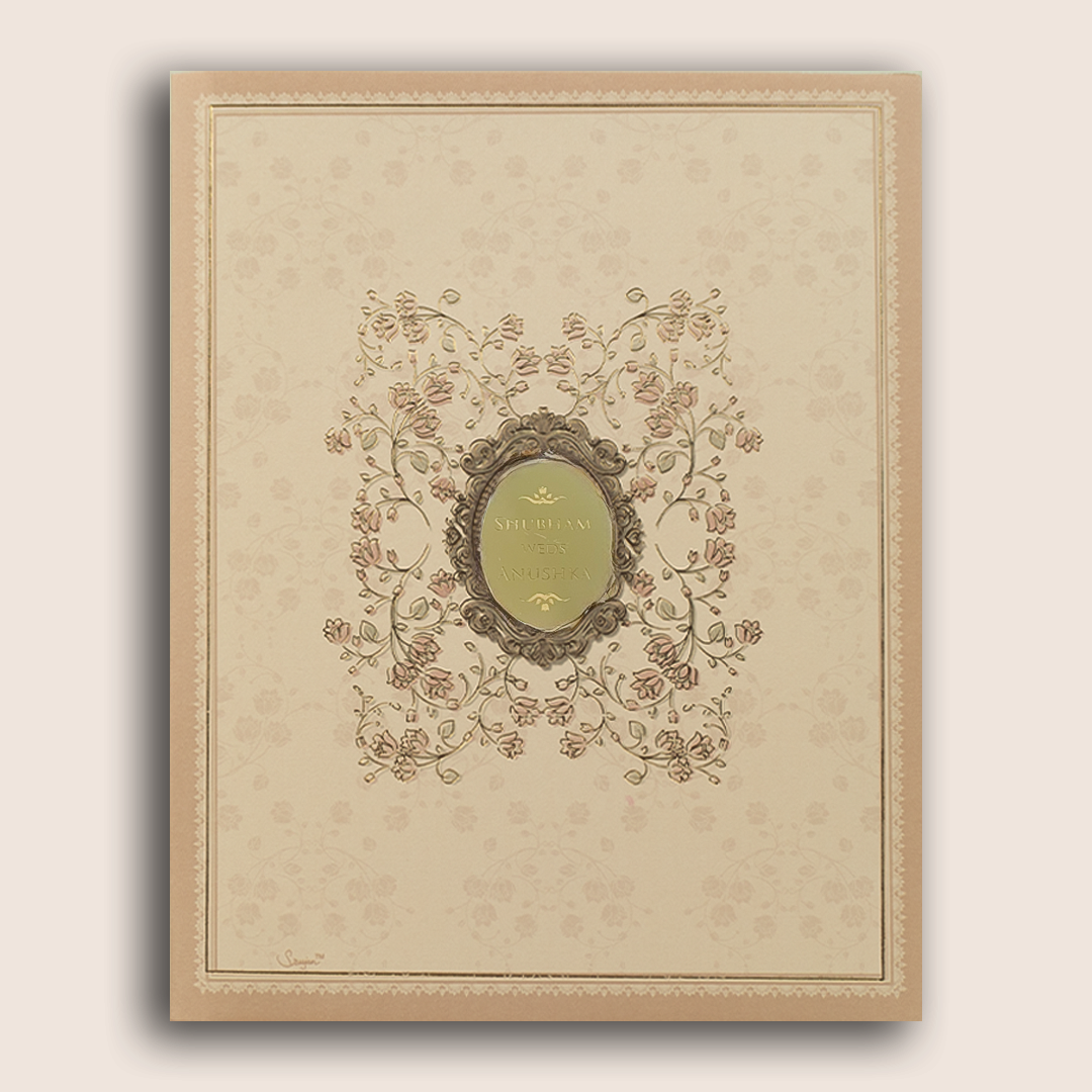 Peach Floral Wedding Card - KRB54200