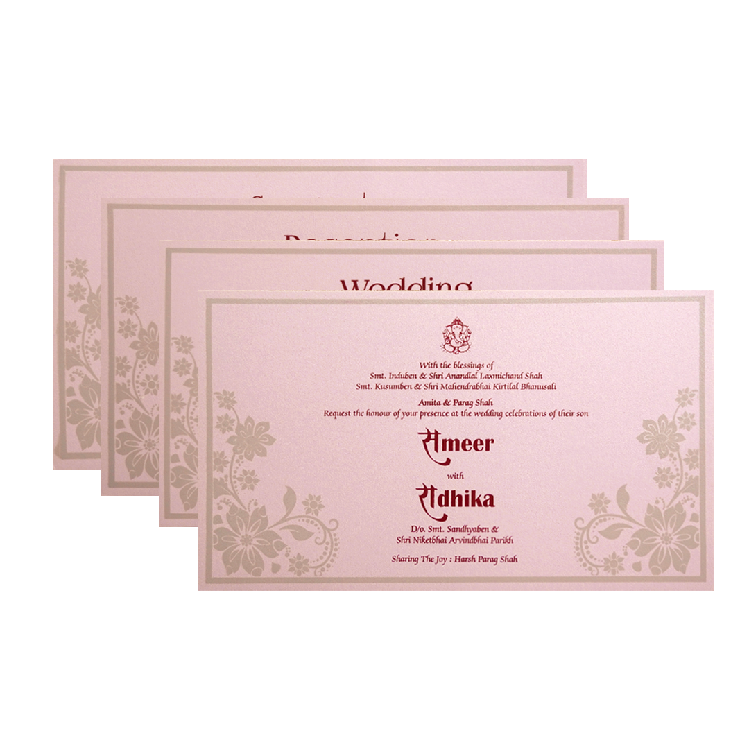 Blush Pink Floral Elephant Wedding Invitation Card-KPR24620