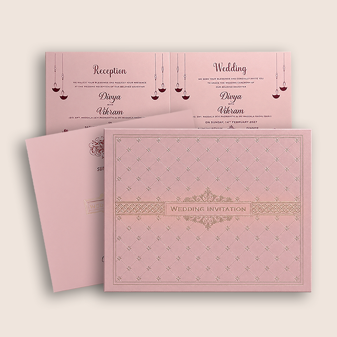 Pink Floral Lattice Wedding Card - KNRS6901