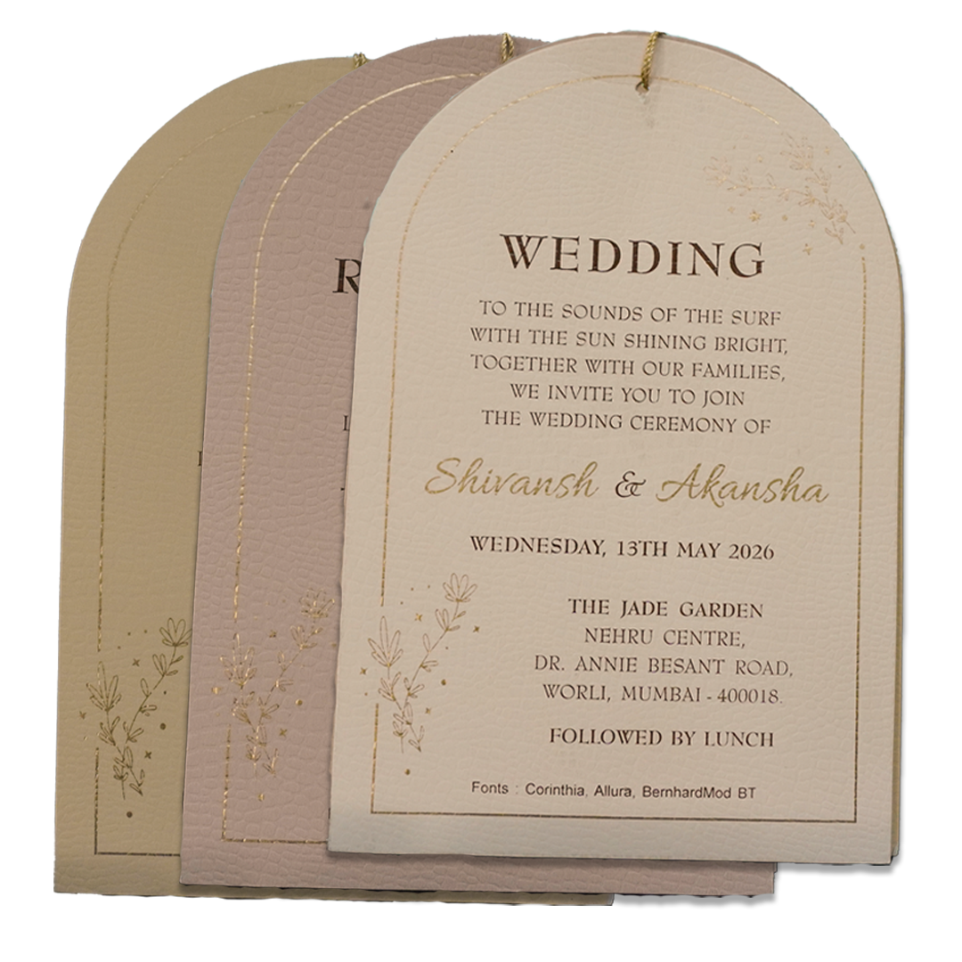 Green Gold Tassel Wedding Card - KRC31410