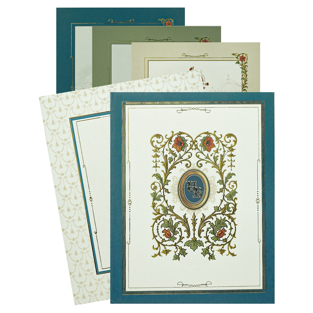 White Elegant Floral Padded Wedding Card - KBM05040