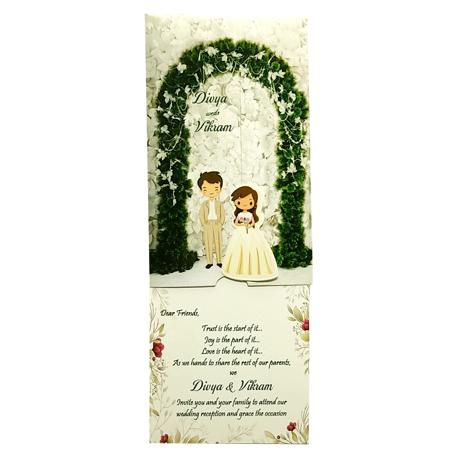 White Couple Sliding Invitation Card-King of Cards