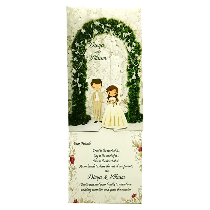 White Couple Sliding Invitation Card-KNKSP748