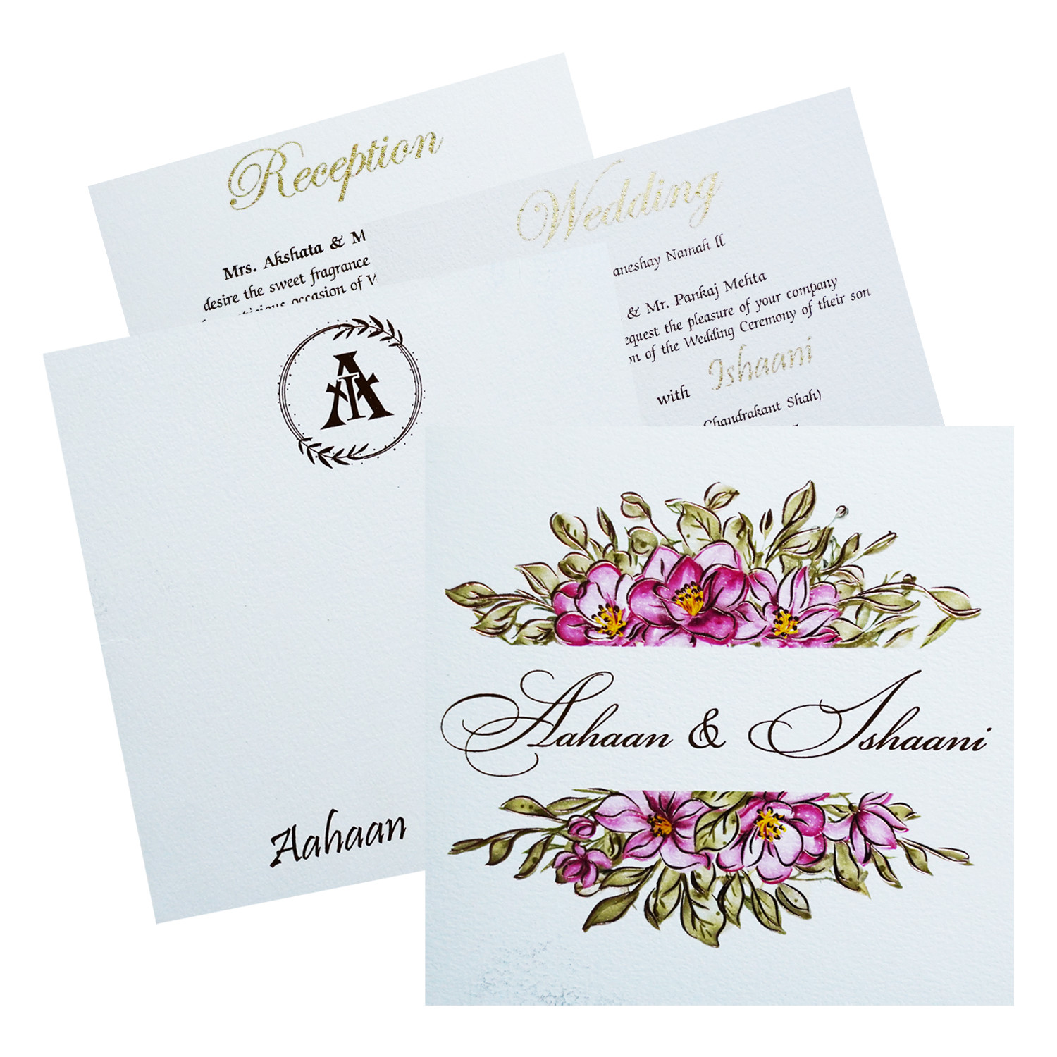 White Floral Theme Invitation-King of Cards