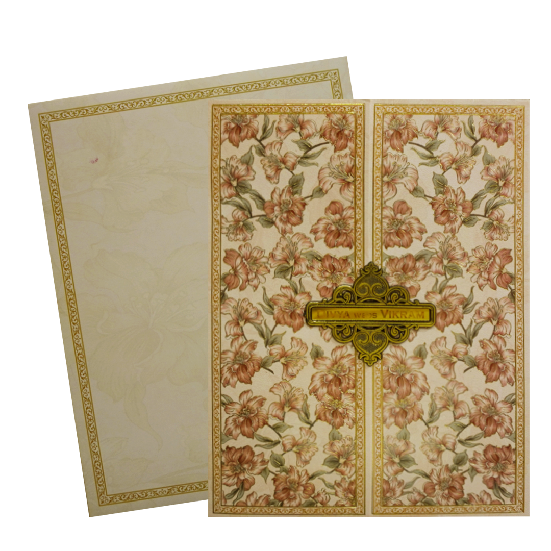 Coral Floral Wedding Card-King of Cards