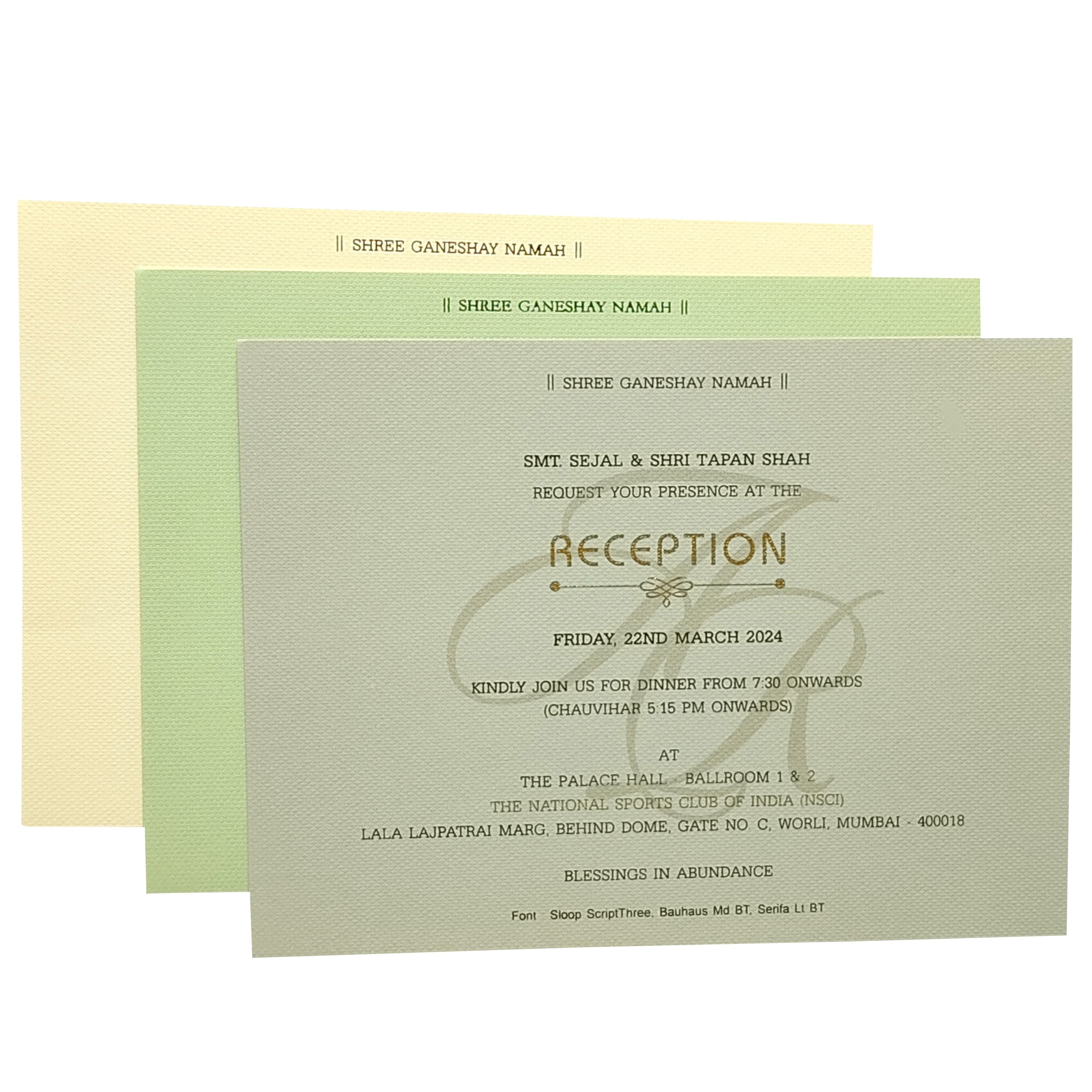 Grey Peacock Padded Invitation Card-King of Cards