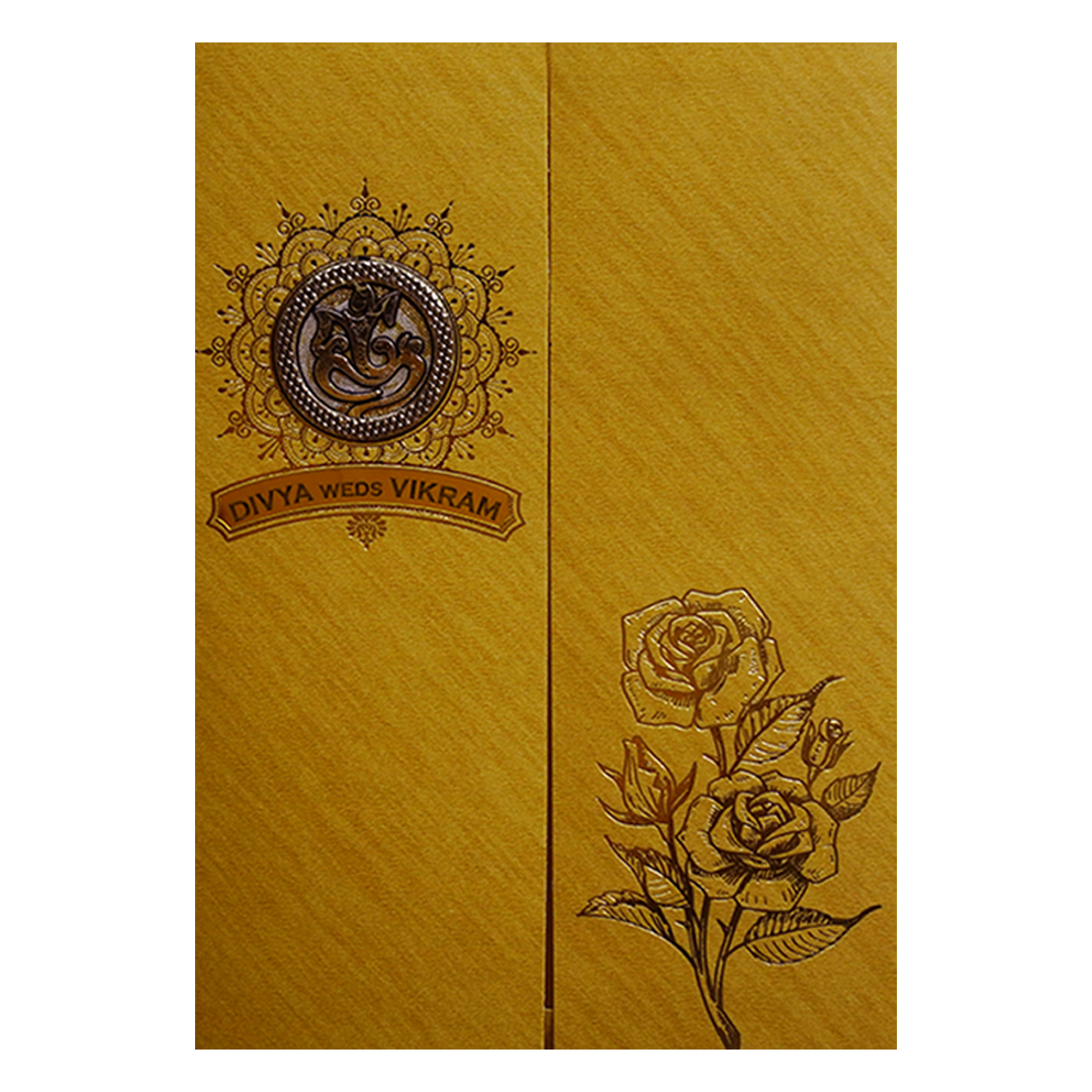 Metallic Gold Ganesha Wedding Card-King of Cards