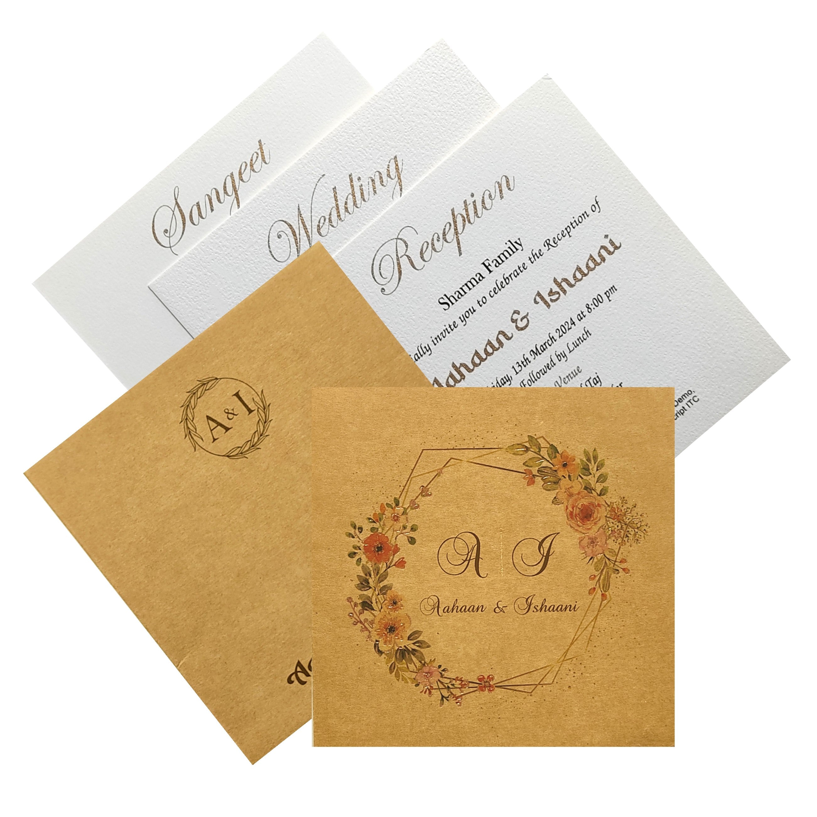 Brown Floral Invitation card-KRC29192