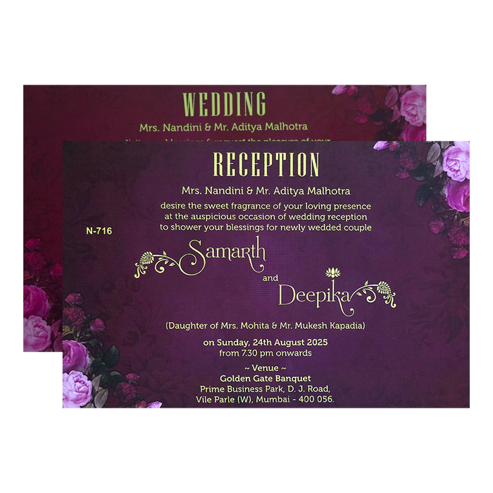 Mauve Pink Floral Invitation-King of Cards