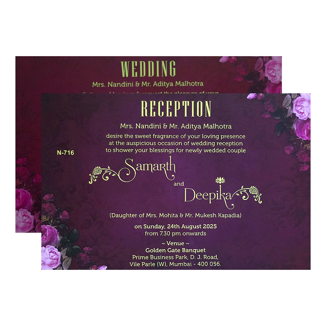 Mauve Pink Floral Invitation-KVN07160