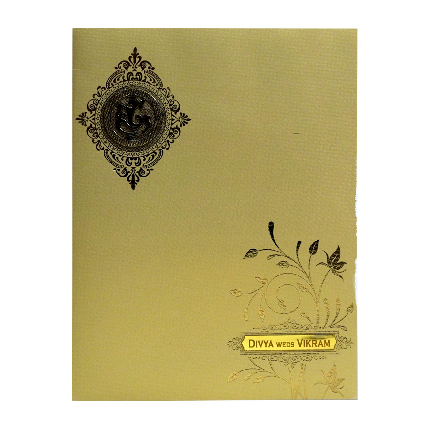Light Gold Wedding Card-KNKT5026