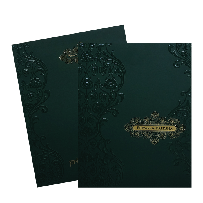 Dark Green Floral Marriage Card-King of Cards