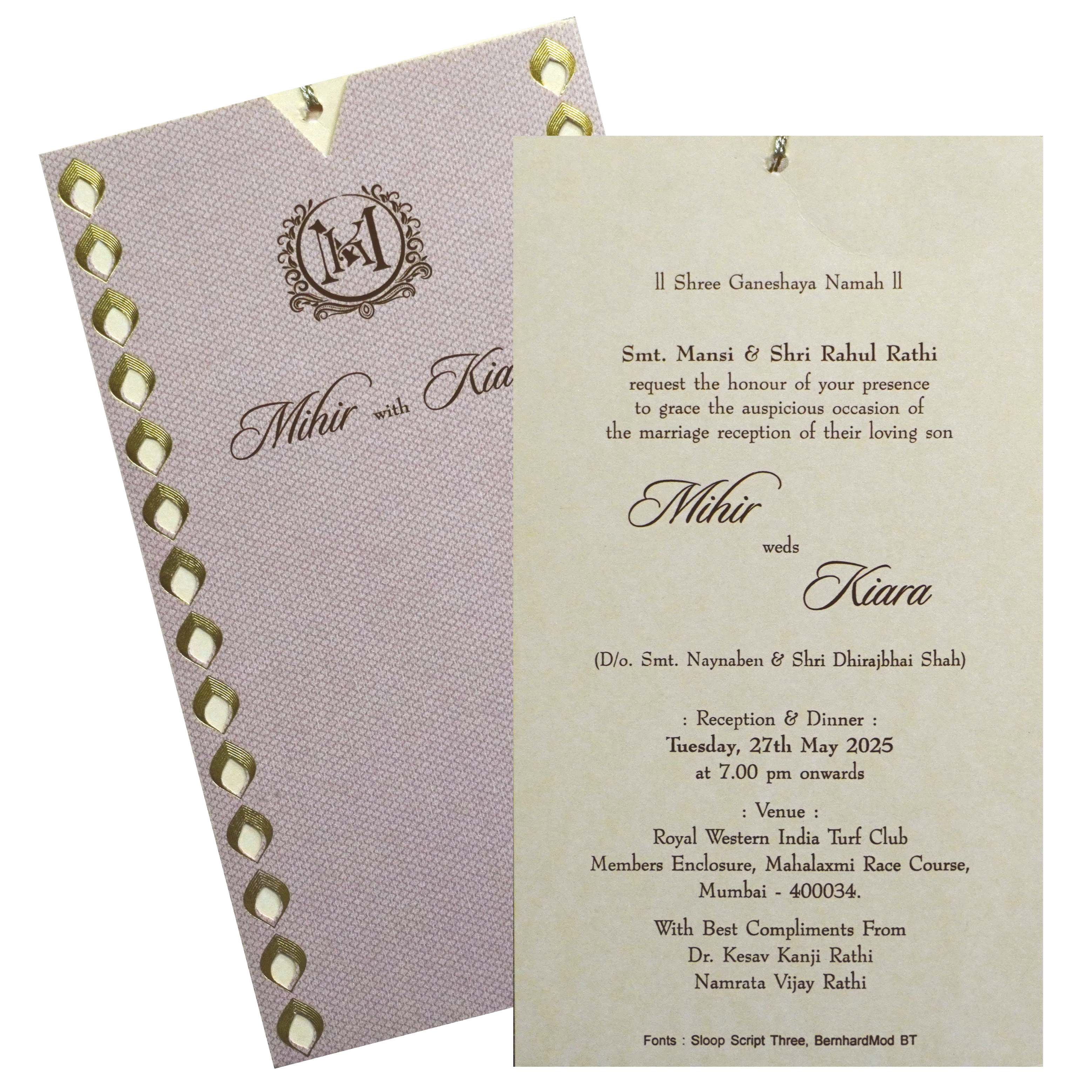 Beige Pale Pink Wedding Card-KRCS7042