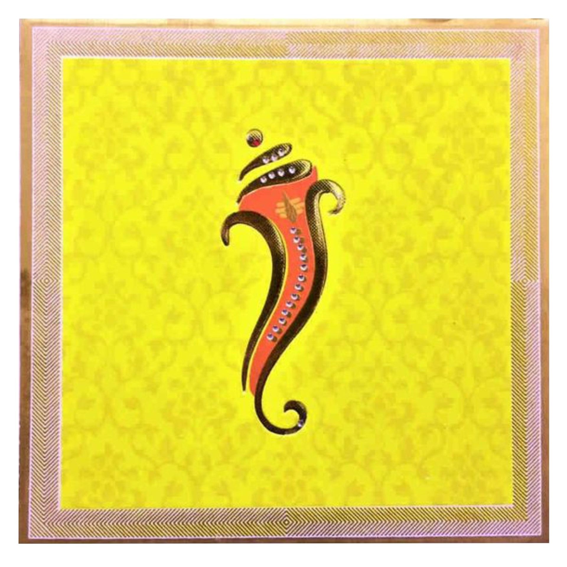 Yellow Ganesha Invitation Card-KNKZ0675