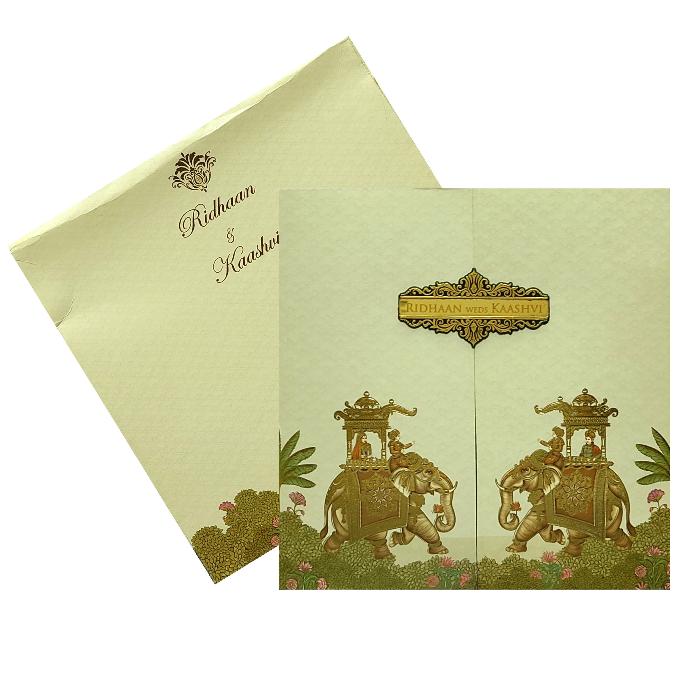 Beige Light Green Invitation Card-King of Cards