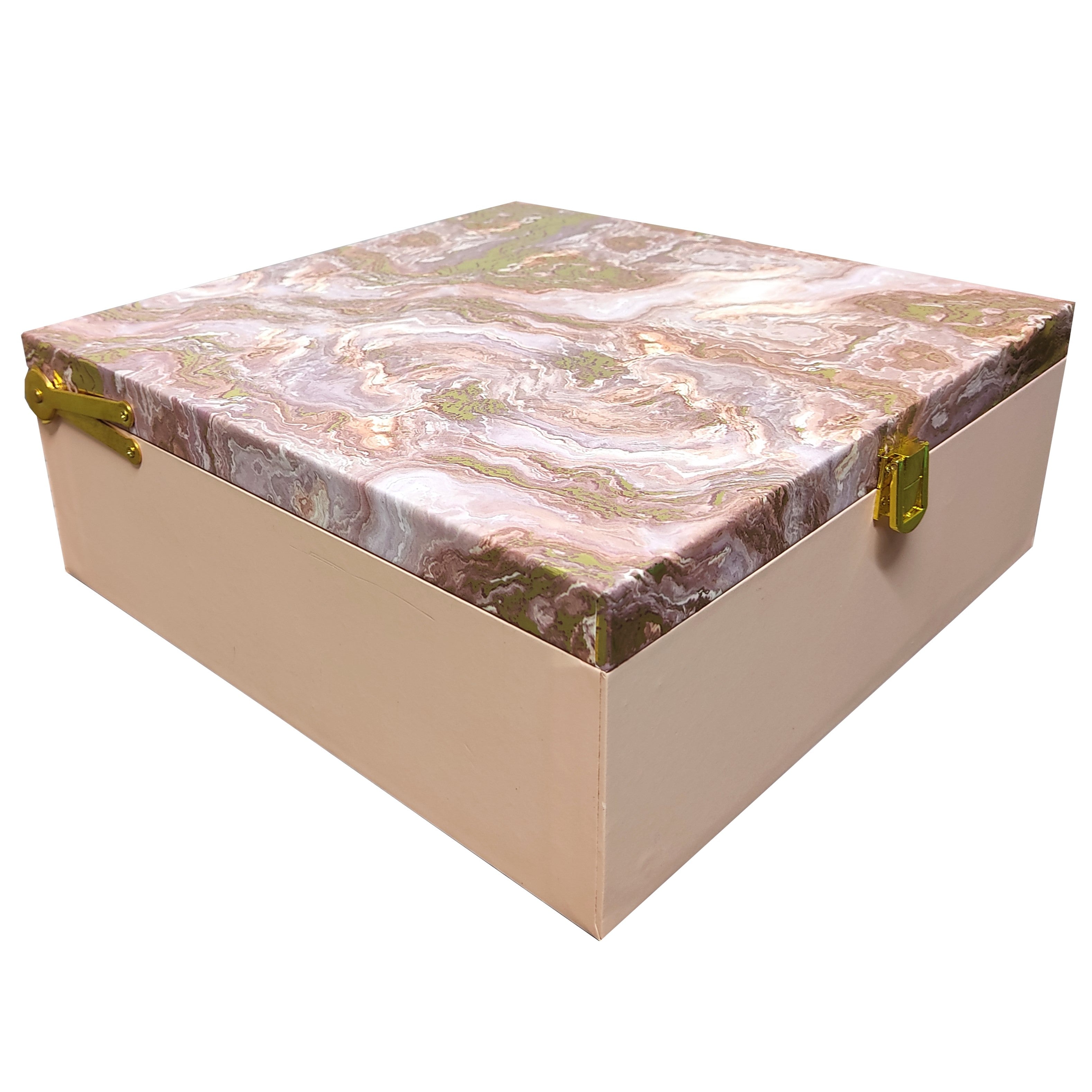 Beige Square Box Invitation-KBX0502-King of Cards