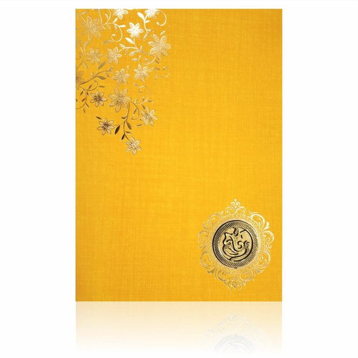 Orange Classic Paper Print Colourful Floral Invitation Card-KNCM809O-King of Cards