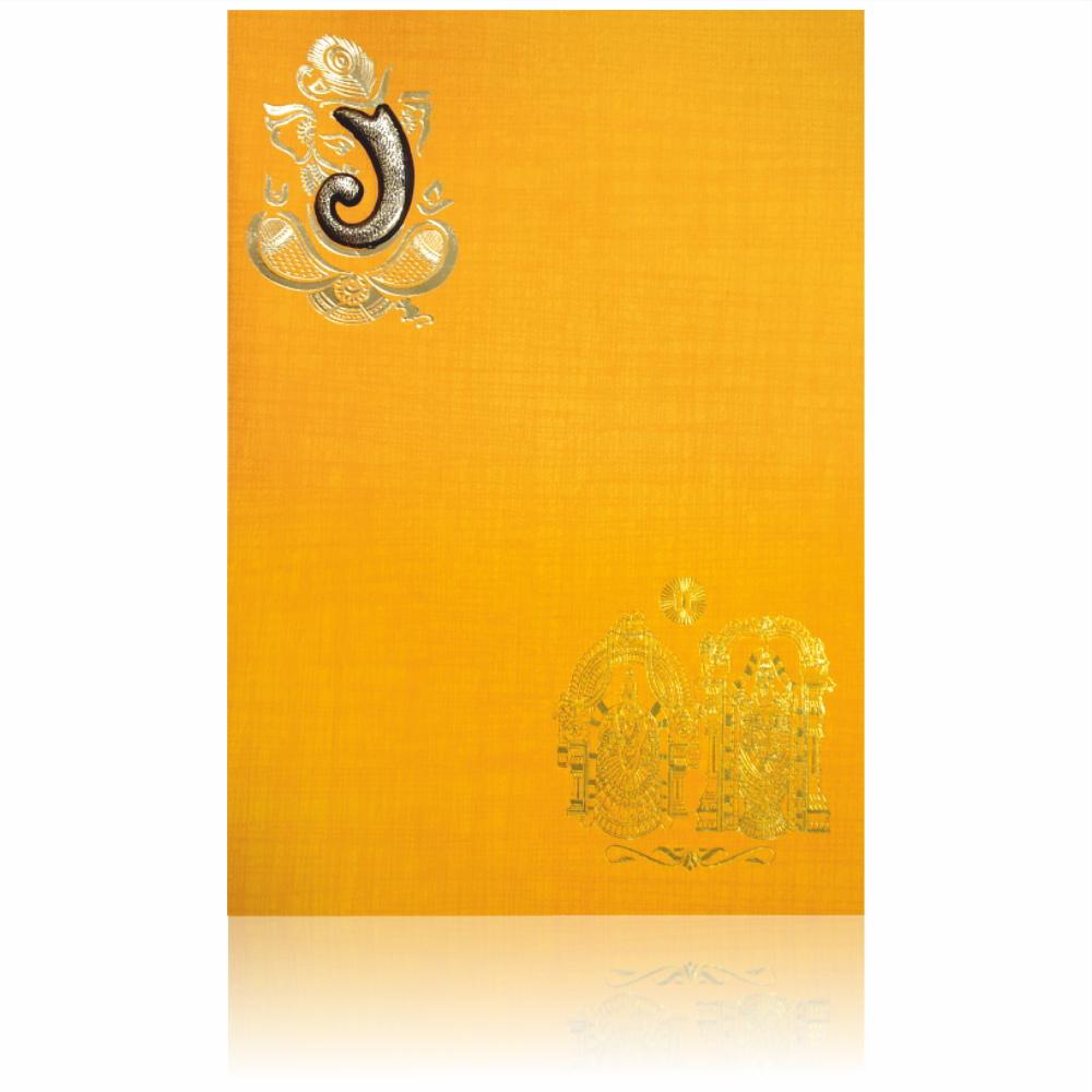 Orange Classic Paper Print Balaji And Padmavathi Hindu Wedding Cards-KNCM810O