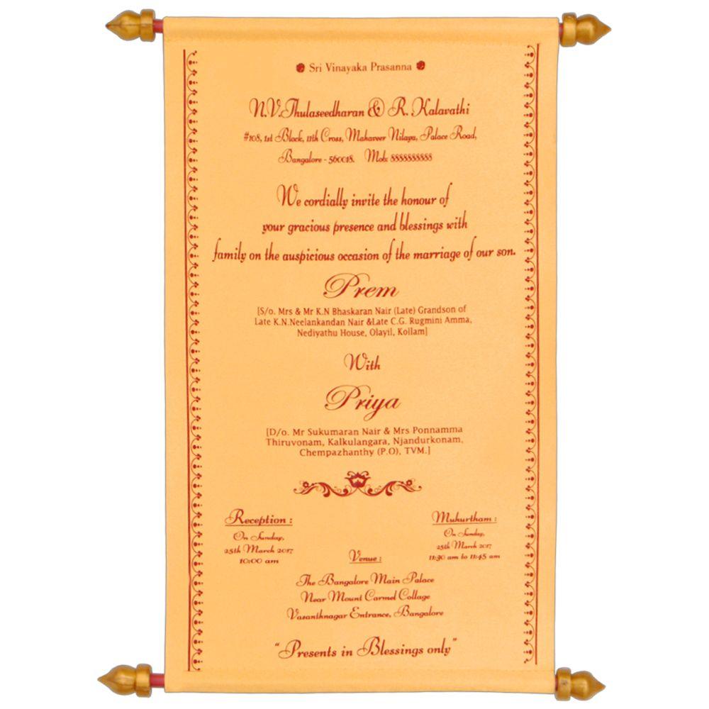 Gold Premium Scroll Invitation In Big Size With Box-KNK1113