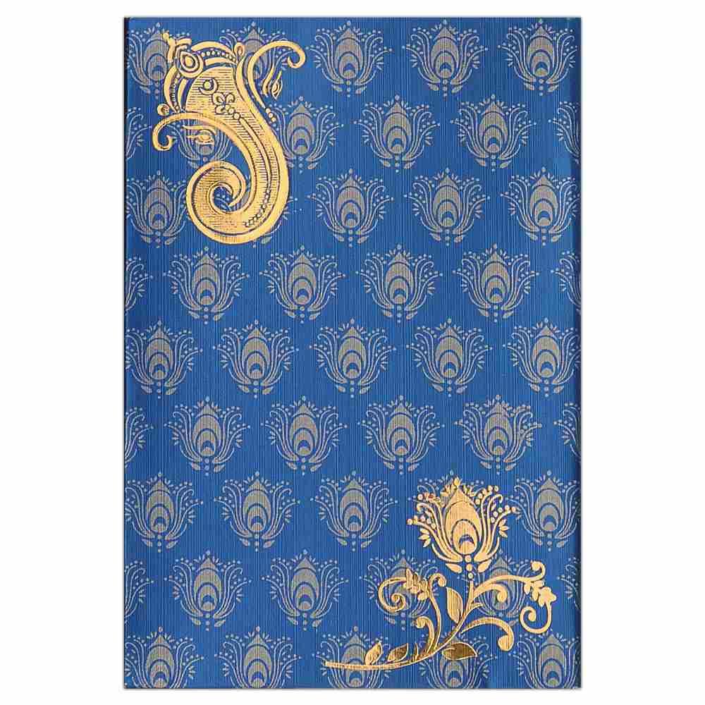 Invitation Card - Small Metallic Blue Wedding Card-KNK1878