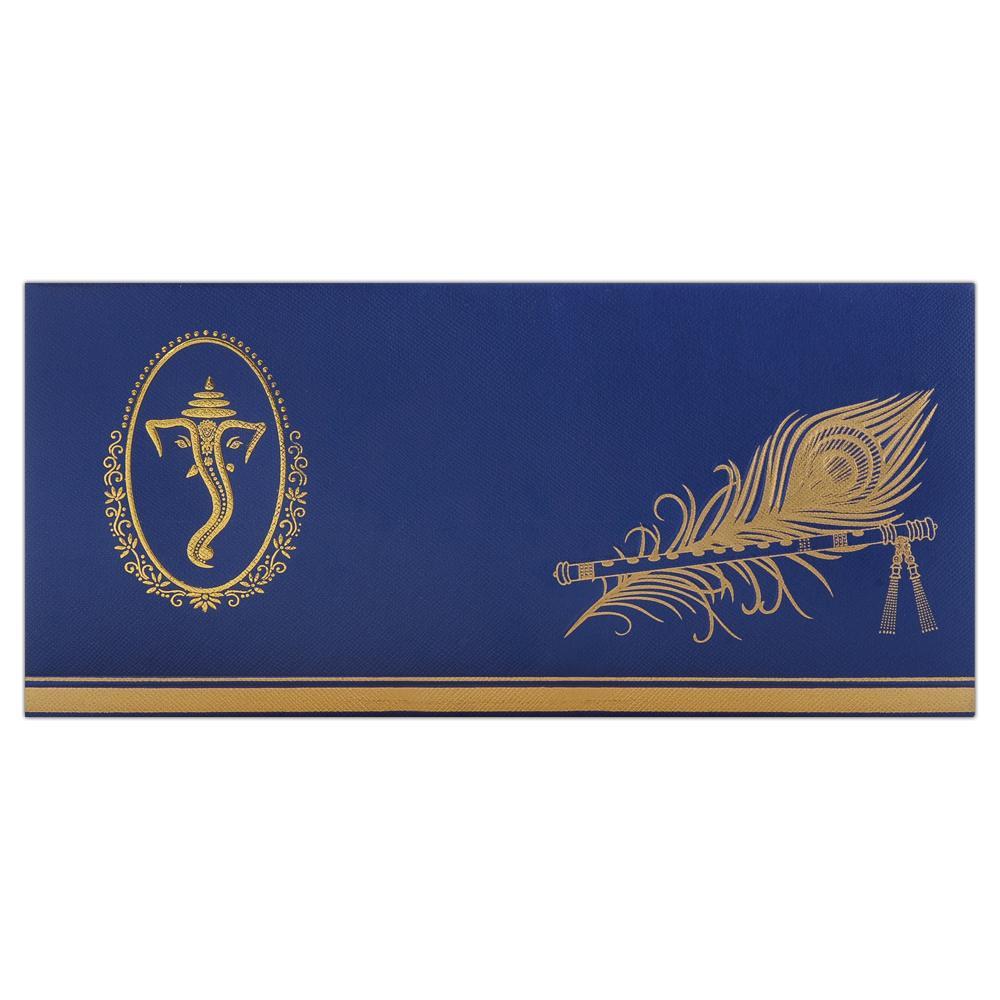 Blue Peacock Feather With Ganesha Design-KNK2084