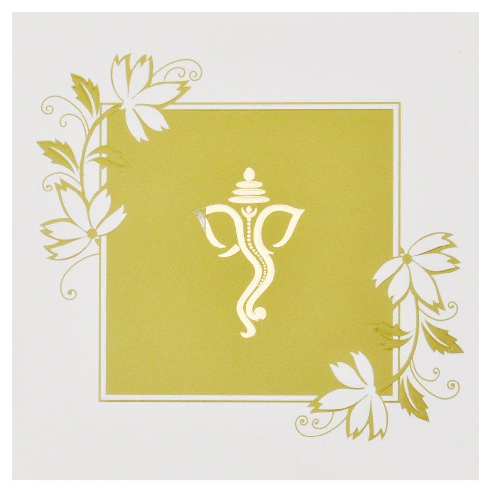 Indian Ganesha With Green Shaded Wedding Card-KNK2267