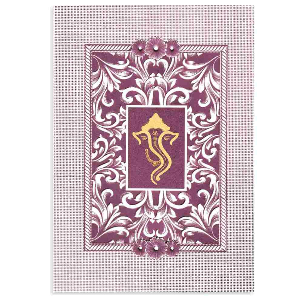 Pink Shading With Gold Ganesha Wedding Card - KNK2276
