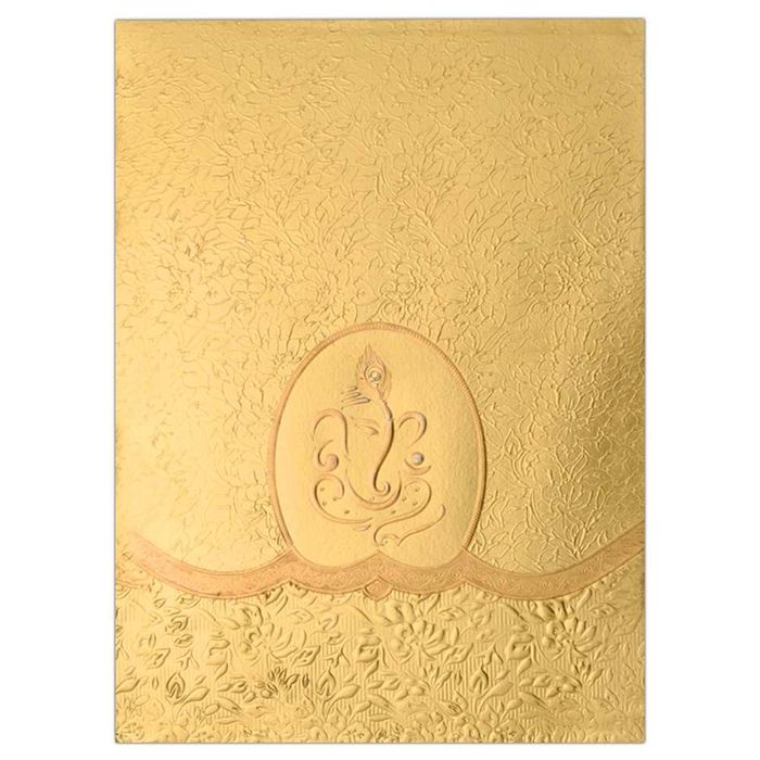 Eye-Catching Gold Shaded Ganesha Wedding Card - KNK2926-King of Cards