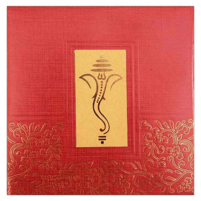 Invitation Card - Opulence defining Rich Red Ganesha card - KNK3056-King of Cards