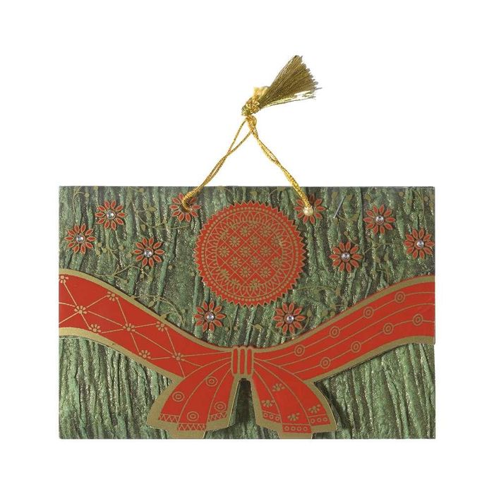 Bold and the Beautiful Silk Dolhi Designer Personal Wedding Invitation Card-KNK3466-King of Cards