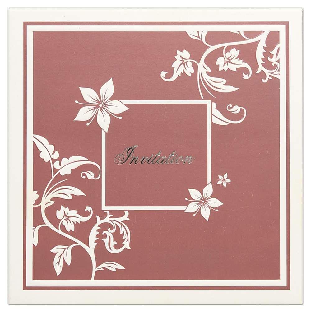 Invitation Card - Scintillating Silver Floret Designer Invitation Card-KNK3565