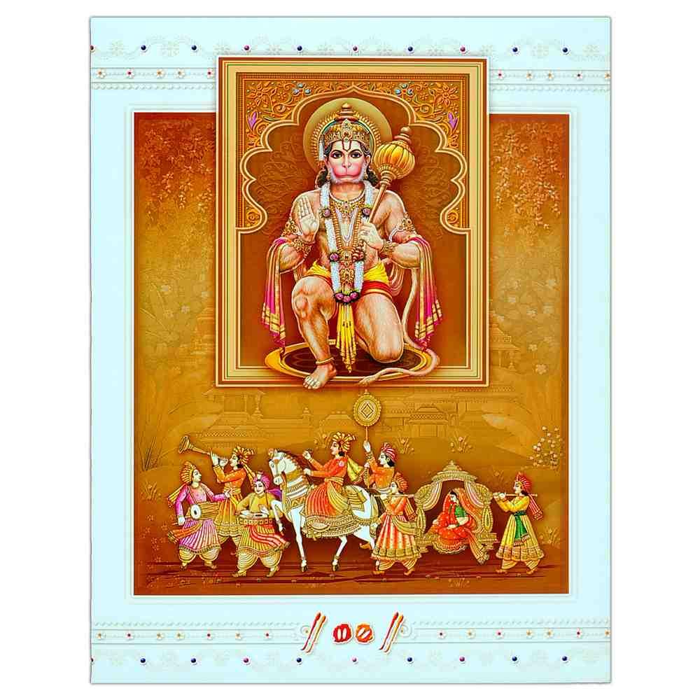 Fascinating Hanuman Theme With White Shading Wedding Card