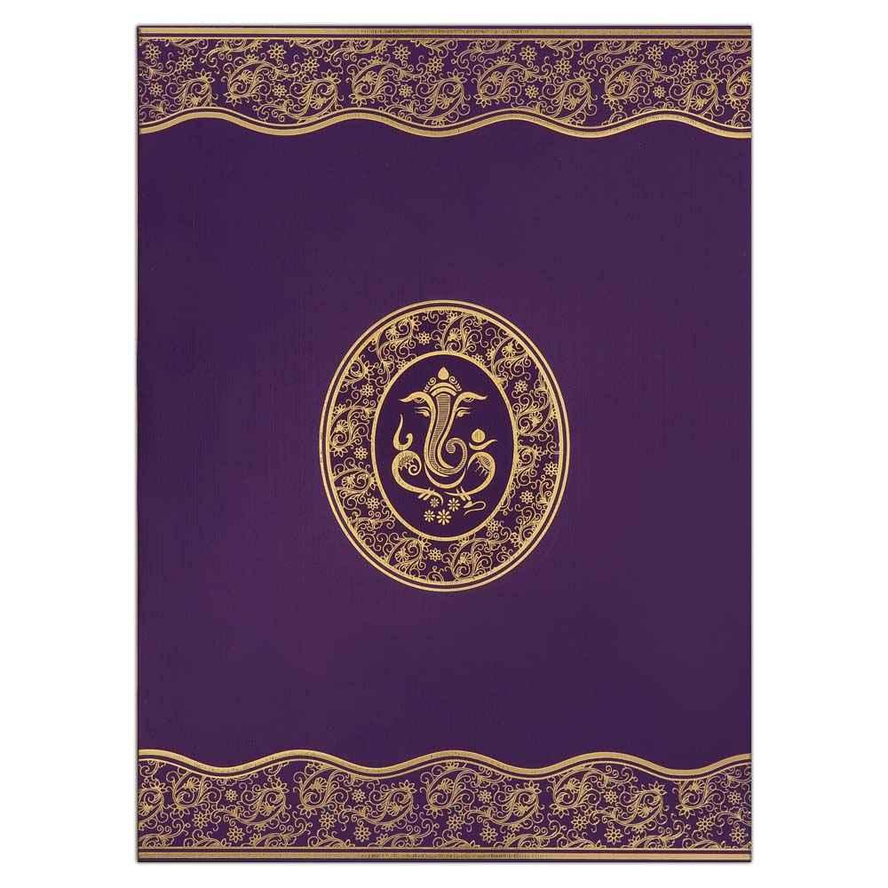 Invitation Card - Purple Hindu Wedding Invitation Card-KNK4023