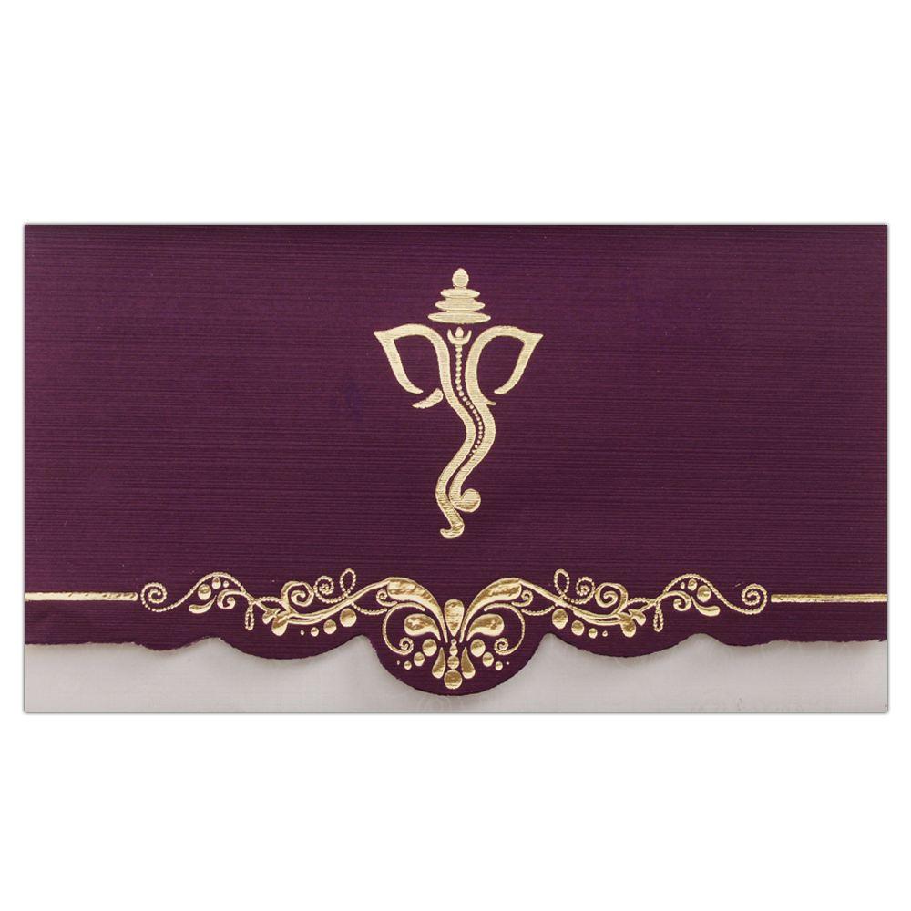 Invitation Card - Purple Metallic Sheet Personal Wedding Card-KNK4286