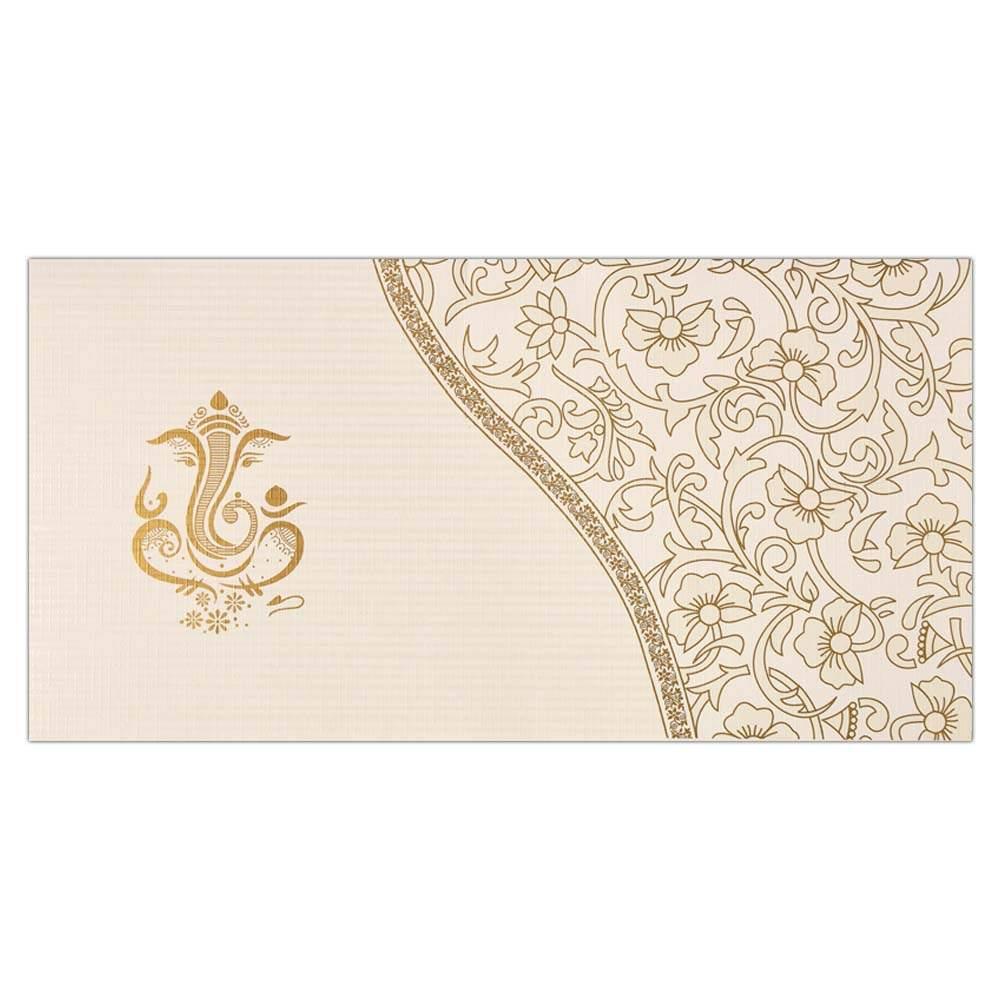 Invitation Card - Floral Designed Ganesha Wedding Invitation Card-KNK4320