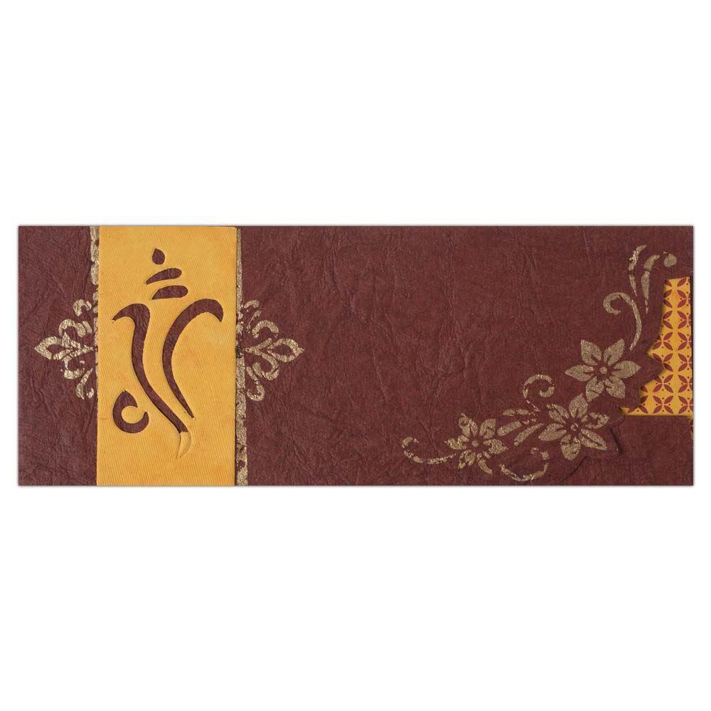 Invitation Card - Vibrant and Vivid Ganesha invitation card in maroon and yellow-KNK4601