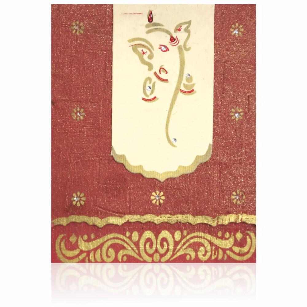 Red Ganesha Invitation Card-KNK4742