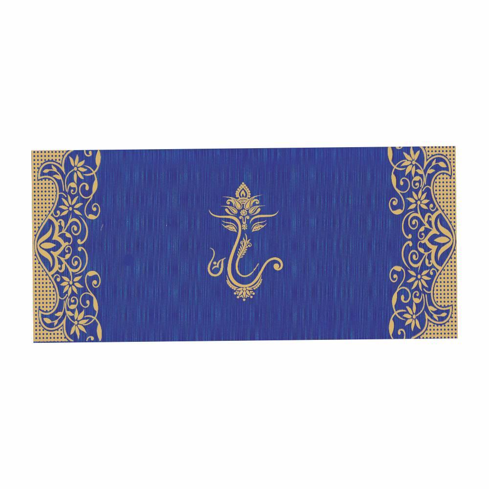 Blue Ganesha Invitaton With Gold Design-KNK4747