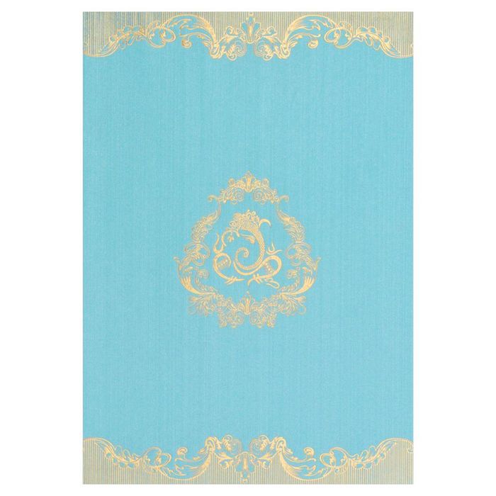 Light Blue Ganesha Floral Invitation Card-King of Cards