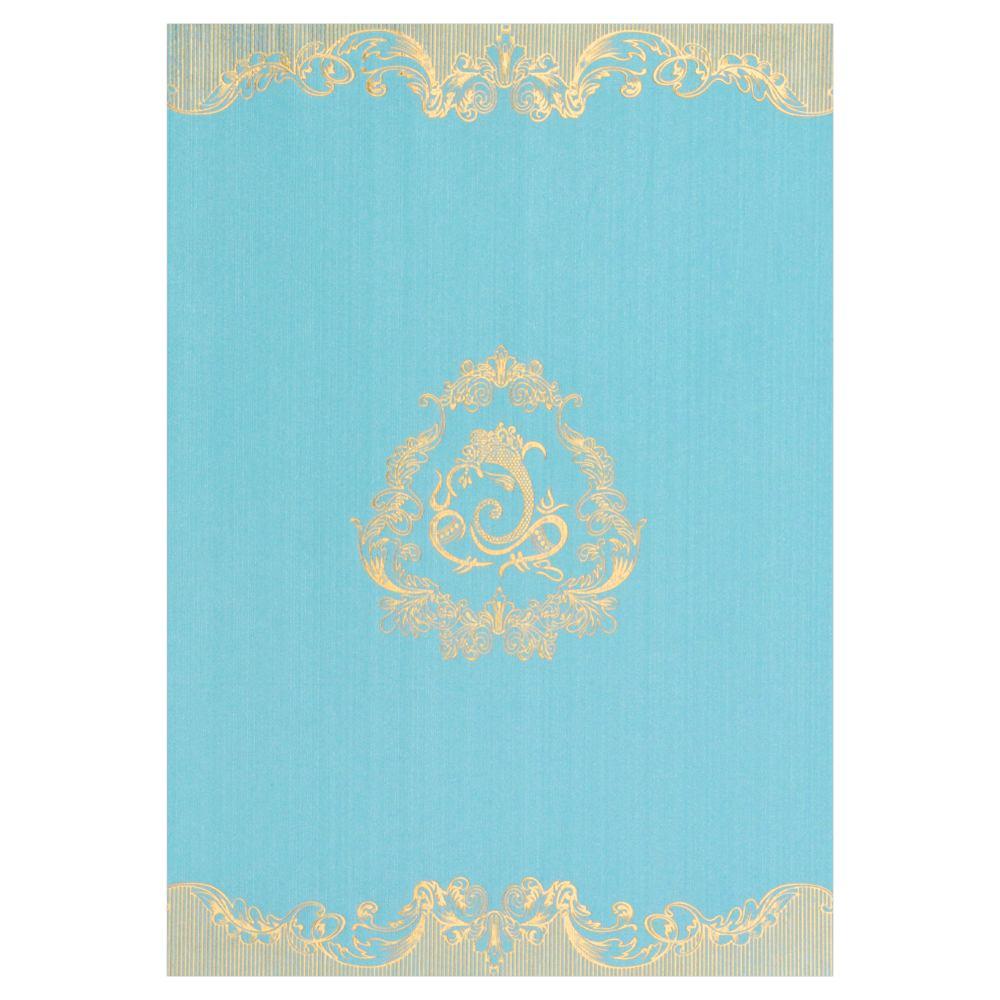 Light Blue Ganesha Floral Invitation Card-KNK4765