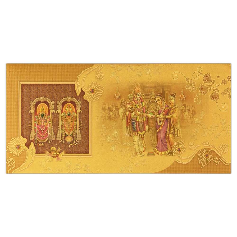 Yellow Balaji Padmavathi Invitation Card-KNK4916