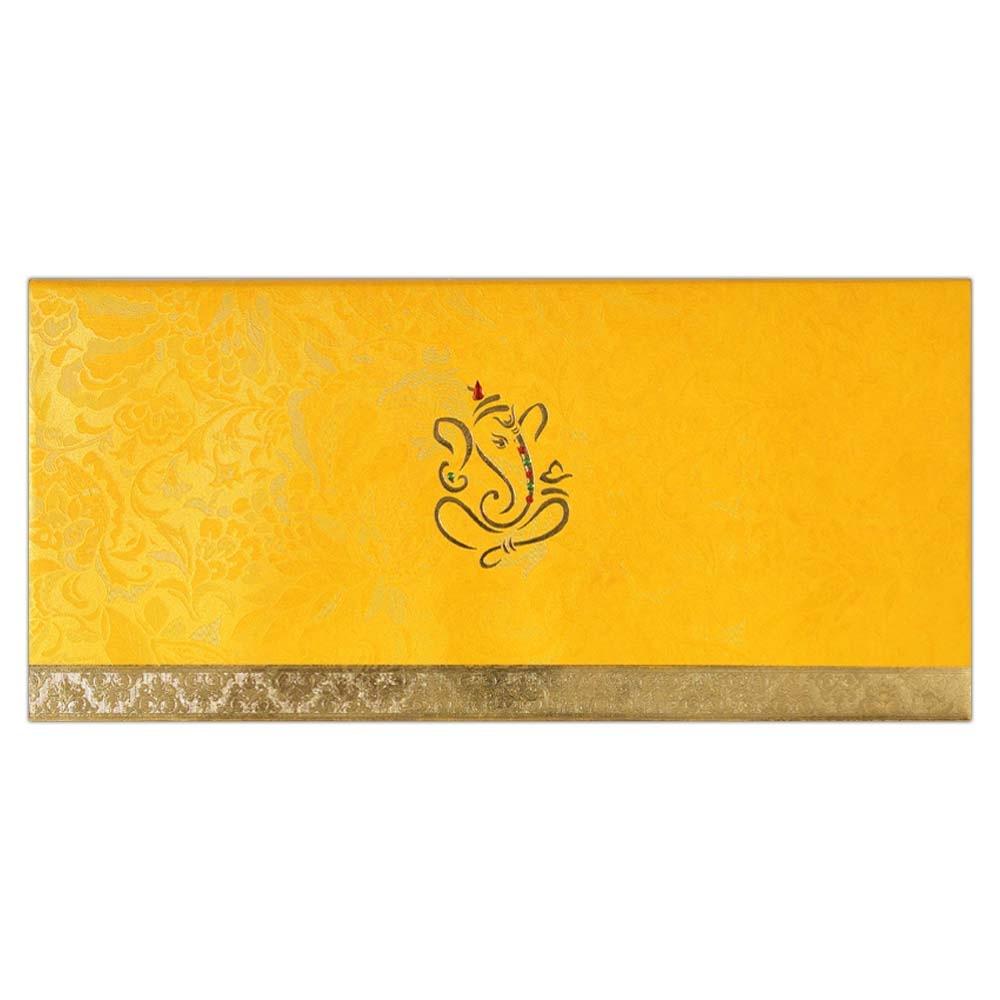 Padded Gold Ganesha Invitation Card-KNK4960