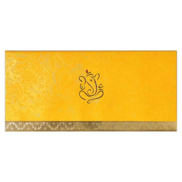 Padded Gold Ganesha Invitation Card-King of Cards