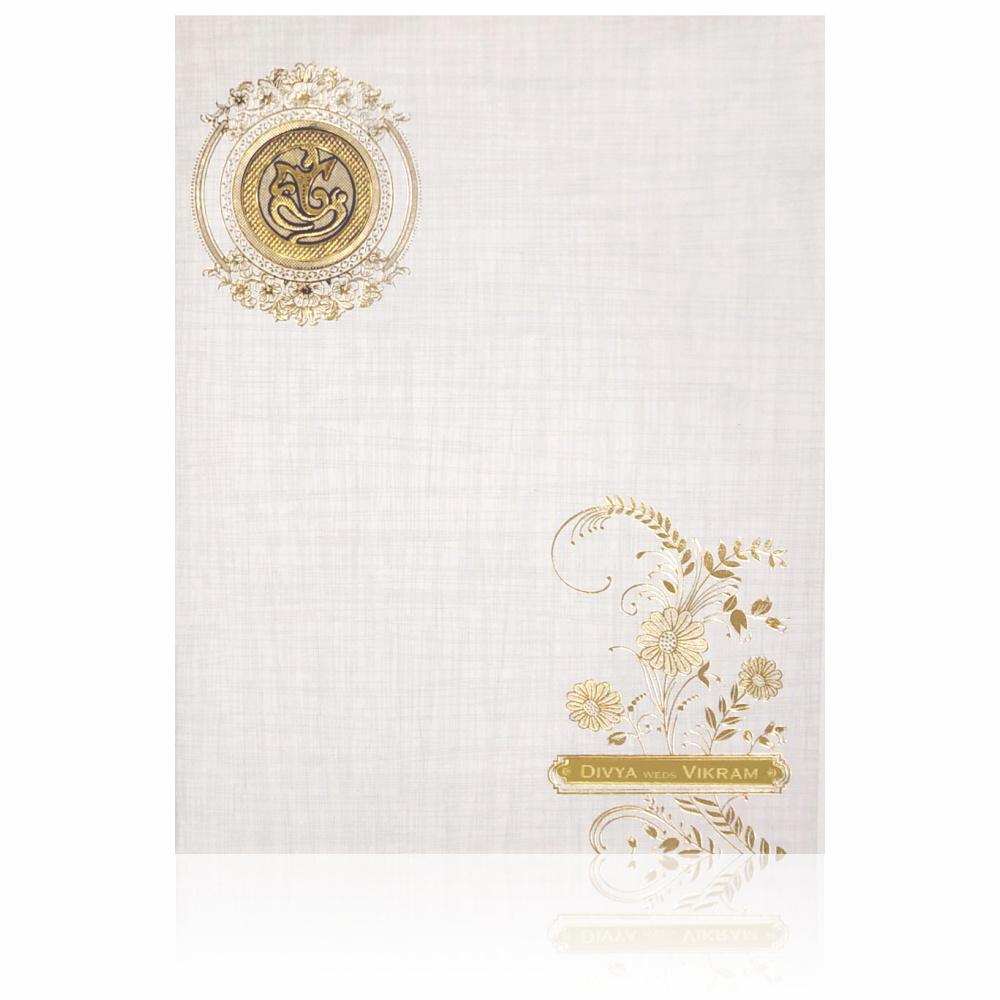 Grey Jumbo Metallic Floral Gold Foiling With Ganesha-KNK50270