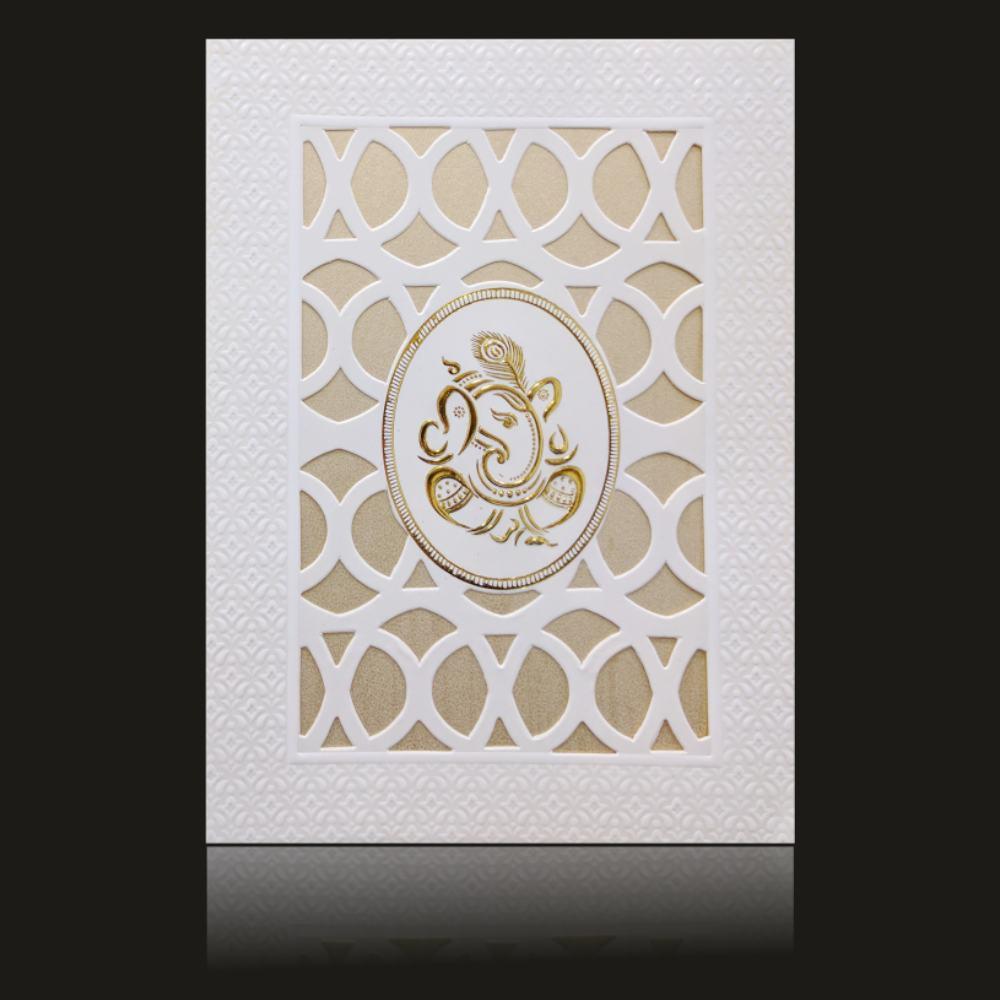 Glossy Laser Cut Ganesha Wedding Card - KNK73010