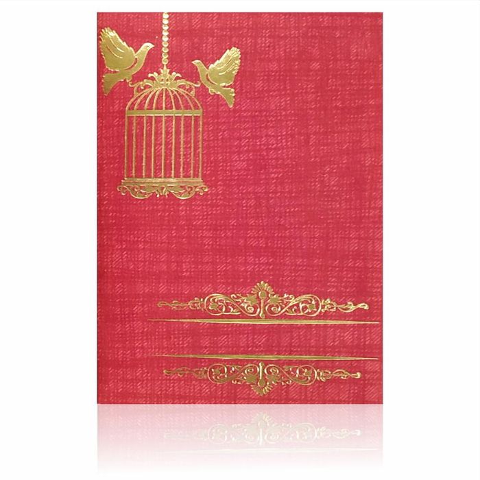Royal Red Shading With Bird Cage Theme Personal Wedding Card - KNKP001R-King of Cards
