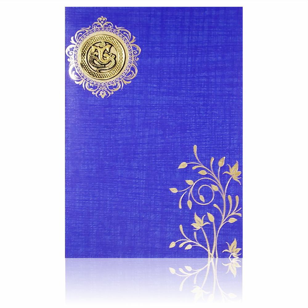 Blue Prince Paper Print Leaf Design In Gold Foiling Print-KNPP711B