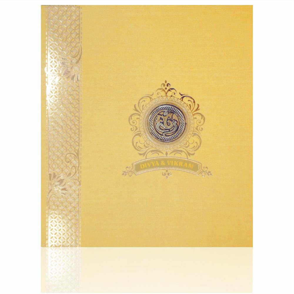 Gold Padded Stiff Board Invitation Card In Gold Foiling Print-KNPS7502G